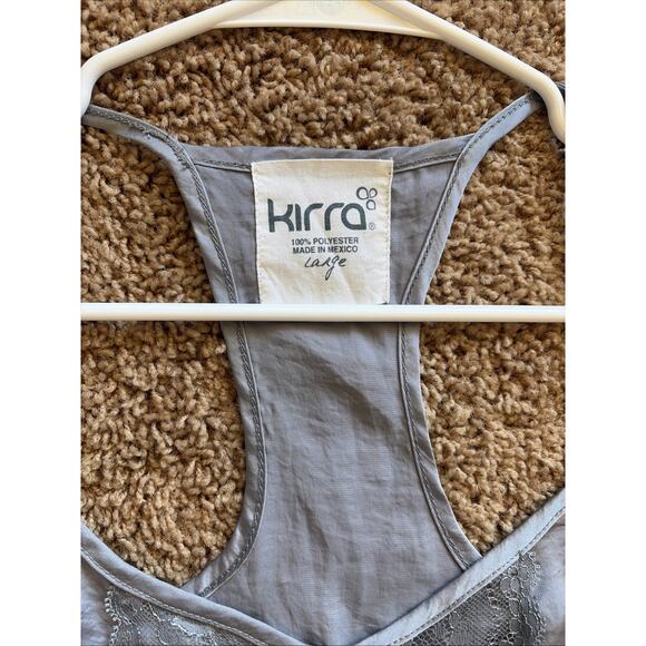 KIRRA Silver Gray Y2K Lace Racerback Babydoll Cami Tank Top Shirt Blouse Large - Picture 6 of 10